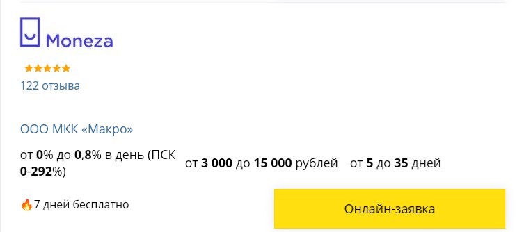 Займ на дебетовую карту