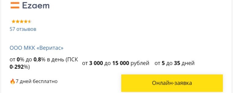 Займ на дебетовую карту