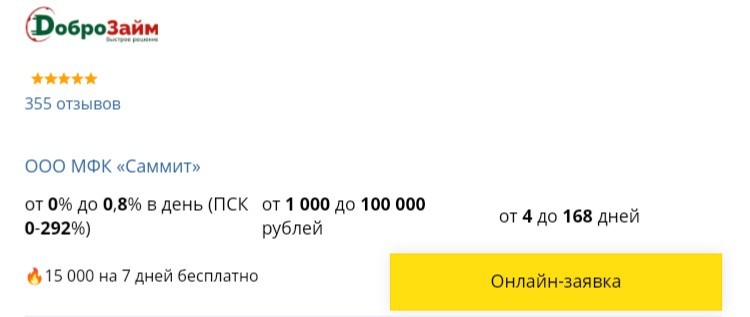Займ на дебетовую карту